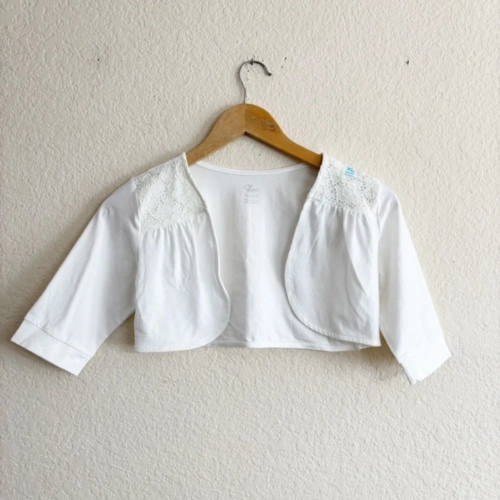 The Children's Place White Cropped Sweater with Short Sleeves
